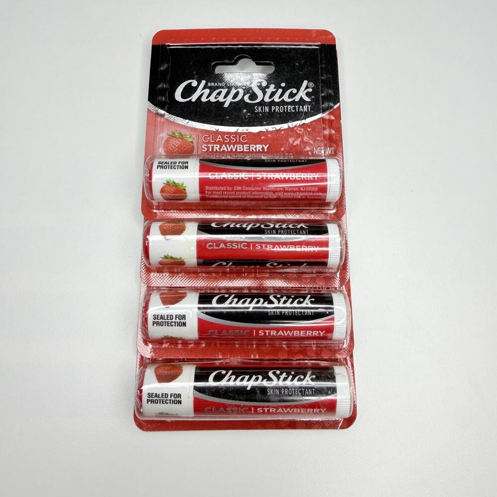SET OF 4 — ChapStick Classic Strawberry Lip Balm & Skin Protectant Tube — 0.15oz